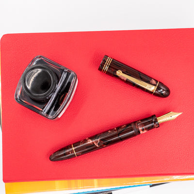 Molteni Modelo 55 Fountain Pen - Scarlet Red Celluloid gold trim
