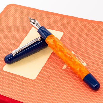 Molteni Modelo 57 Fountain Pen - Rhodium Trim blue orange
