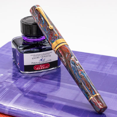 Molteni Modelo 66 Birds of Paradise Fountain Pen Gold Trim Capped
