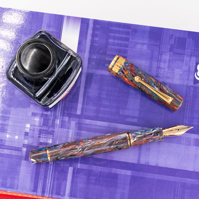 Molteni Modelo 66 Birds of Paradise Fountain Pen Gold Trim Italian