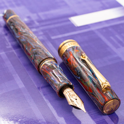 Molteni Modelo 66 Birds of Paradise Fountain Pen Gold Trim Piston Filled