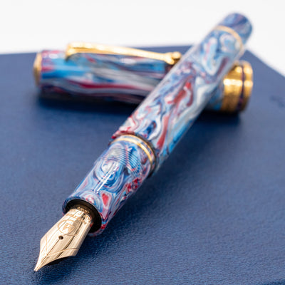Molteni Modelo 66 Hydrangea Fountain Pen Gold Trim Uncapped