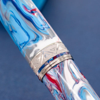 Molteni Modelo 66 Hydrangea Fountain Pen Rhodium Trim Center Band