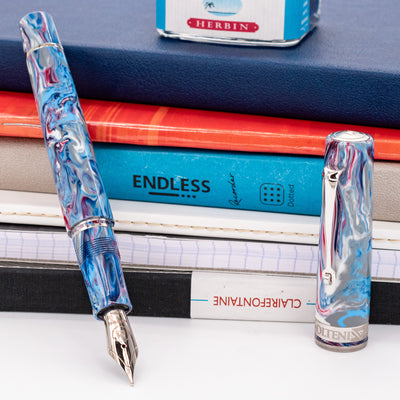 Molteni Modelo 66 Hydrangea Fountain Pen Rhodium Trim