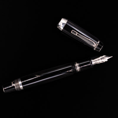 An overhead shot of the Montblanc Boheme Jumbo Large Fountain Pen - Preowned uncapped.