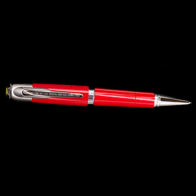An overhead view of the Montblanc Great Characters Enzo Ferrari Special Edition Ballpoint Pen - Preowned activated.