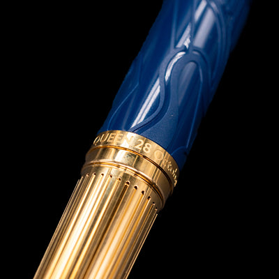 A detail shot of the bottom of the Montblanc Great Characters Homage to Queen Fountain Pen showcasing a date.