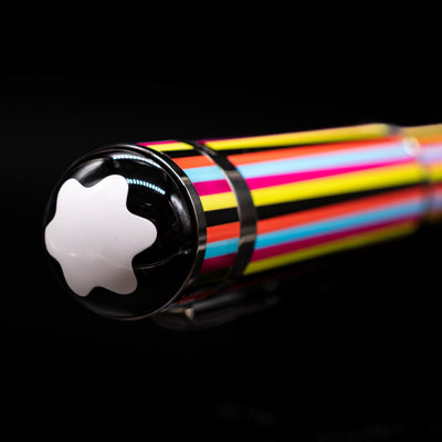 Zoomed-in view of the top of the cap with the finial on the Montblanc Great Characters The Beatles Special Edition Fountain Pen - Preowned.