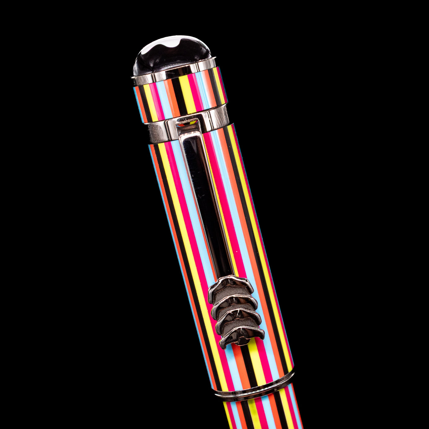 Close-up view of the cap and detailed clip on the Montblanc Great Characters The Beatles Special Edition Rollerball Pen - Preowned.