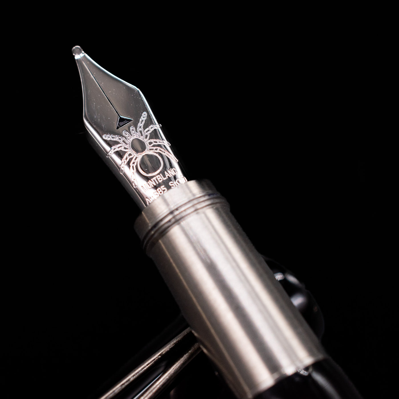 A macro shot of the nib with its intricate detailing and logo engraving for the Montblanc Heritage Collection Metamorphosis Fountain Pen - Preowned.