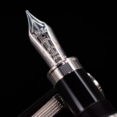 A macro shot of the nib with its intricate detailing and logo engraving for the Montblanc John Lennon Special Edition Fountain Pen - Preowned.