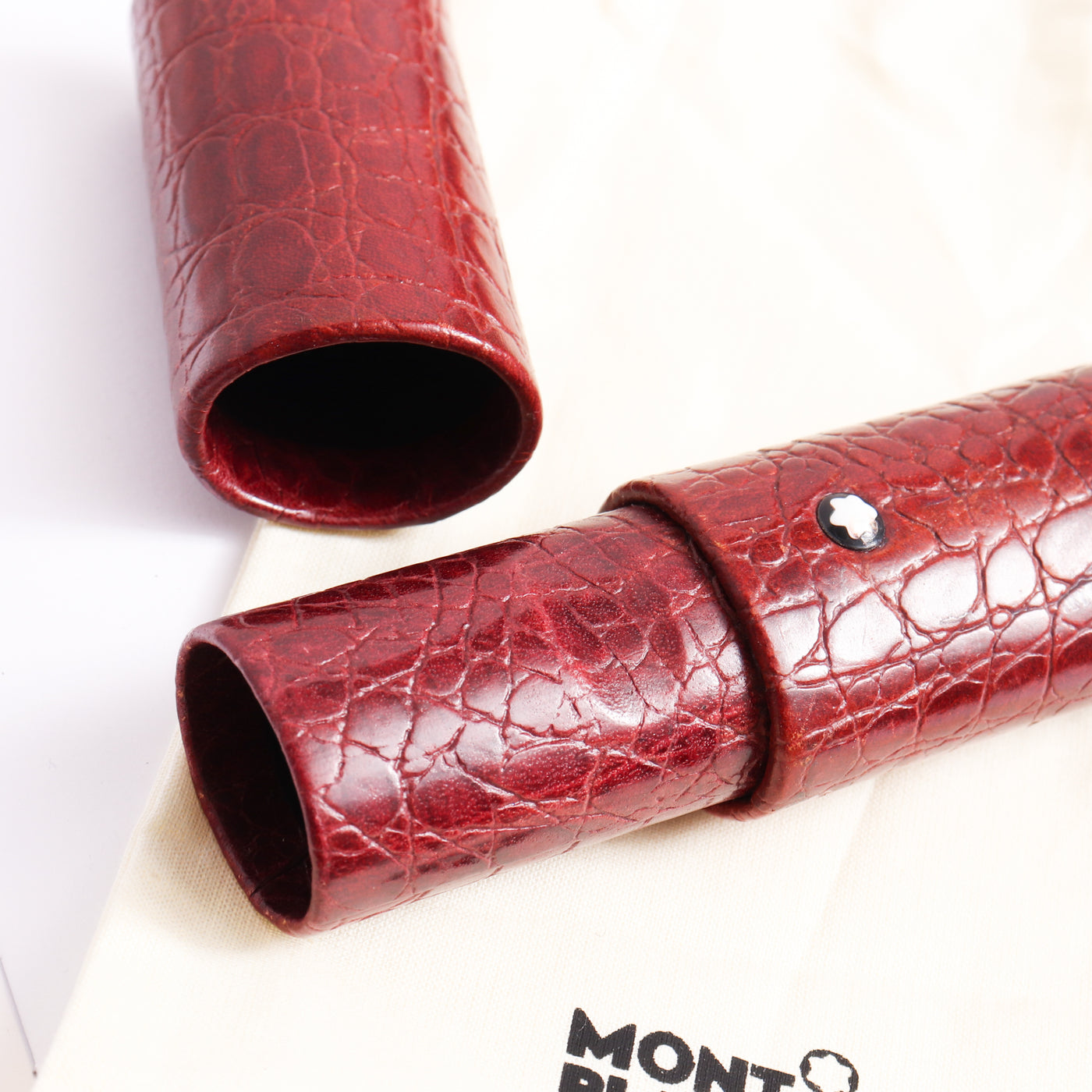 Montblanc Leather Goods Florence Bordeaux Crocodile Single Pen Case 30111 - Preowned Textured