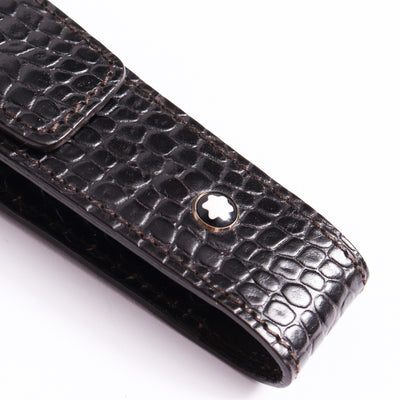 Montblanc Leather Goods Full-Grain Black Single Pen Pouch 103409 - Preowned Logo