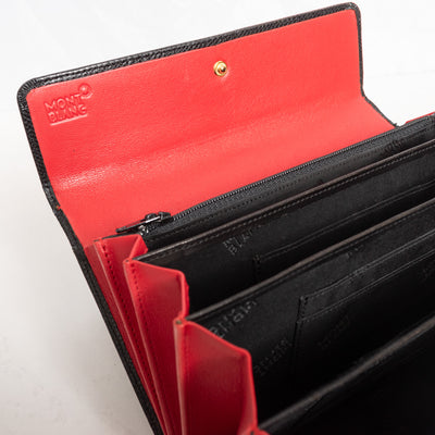 Montblanc Leather Goods La vie de Boheme Black & Red 6cc Wallet 7331 - Preowned Left Logo
