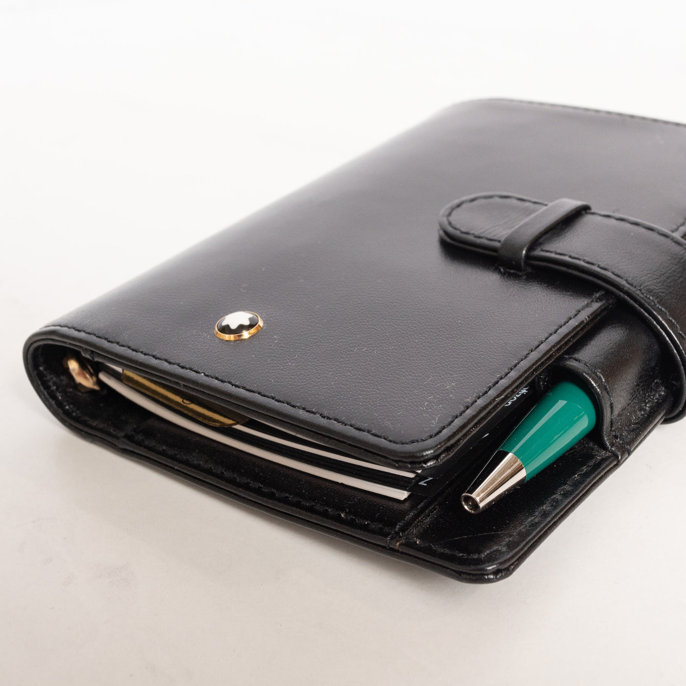 Montblanc Leather Goods Meisterstuck A7 Black Leather Pocket Organizer 14876 - Preowned Closed Details
