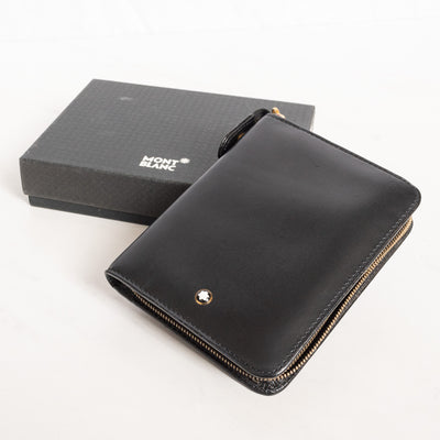 Montblanc Leather Goods Meisterstuck Small Black Leather Zip Around Organizer 14075 - Preowned