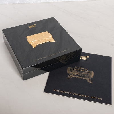 Montblanc Meisterstuck 144 75th Anniversary LE 75 Solid 18k Gold & Diamond Fountain Pen packaging