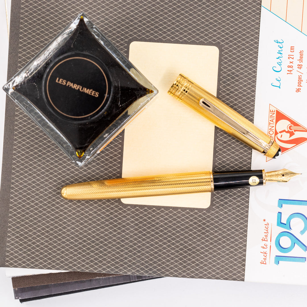 Montblanc Meisterstuck 144 Solitaire Gold Plated Barley Fountain