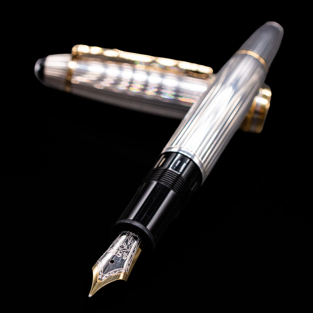 Montblanc 146 Sterling Silver Pinstripe Fountain Pen - Preowned