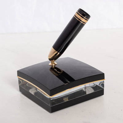 Montblanc Meisterstuck 149 Black & Gold Crystal Pen Stand desk set