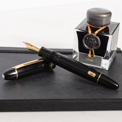 Montblanc Meisterstuck 149 Black & Gold Fountain Pen calligraphy curved nib gold trim
