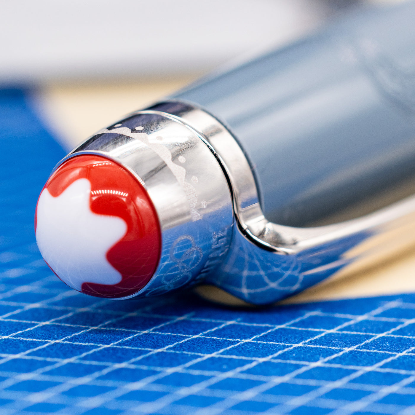Montblanc Meisterstück x Olympic Heritage Chamonix 1924 Classique Rollerball Pen coral cap top