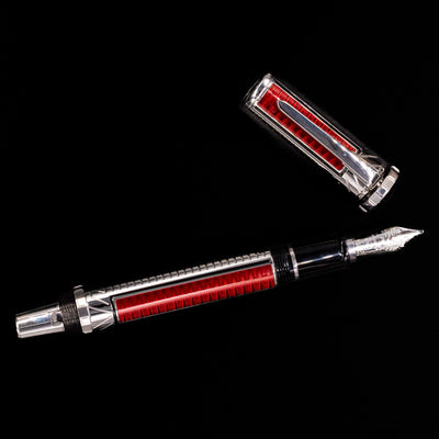 An overhead view of the Montblanc Patron of Art Sir Henry Tate 4810 Fountain Pen - Preowned uncapped.