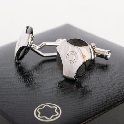 Montblanc Sterling Silver & Black Onyx Cufflinks 35822