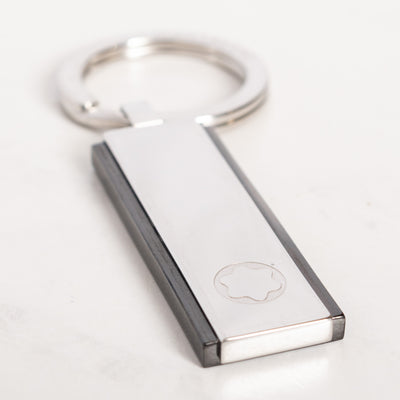 Montblanc Stainless Steel & Black Keyring 110173 logo