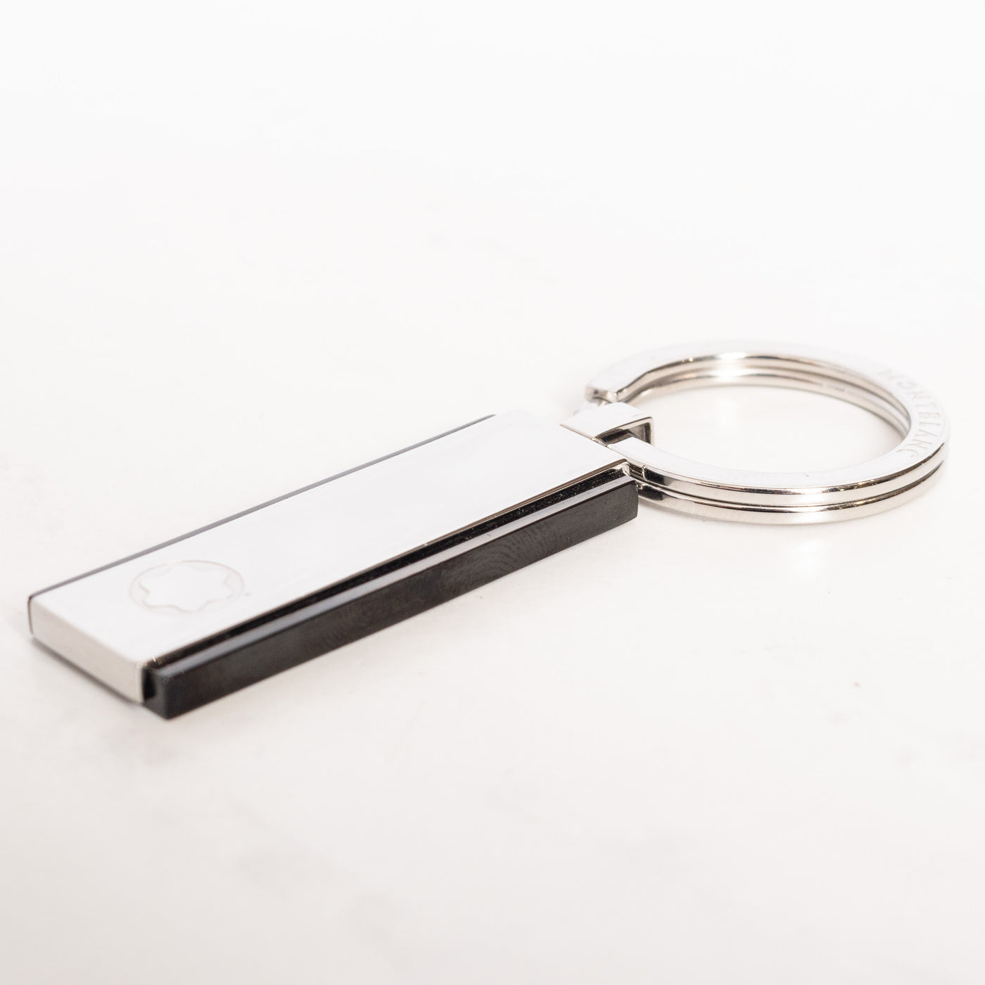 Montblanc Stainless Steel & Black Keyring 110173 silver