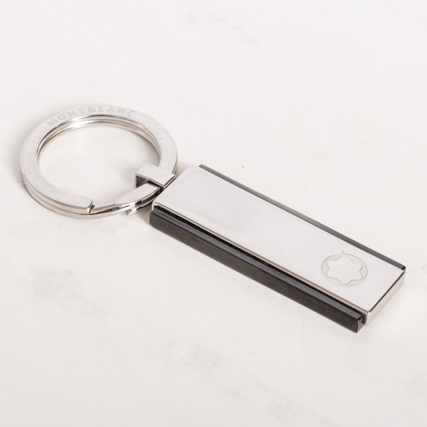 Montblanc Stainless Steel & Black Keyring 110173