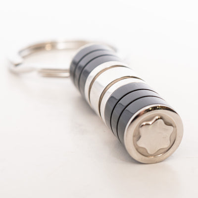 Montblanc Stainless Steel & Black Resin Keyring 107600 logo