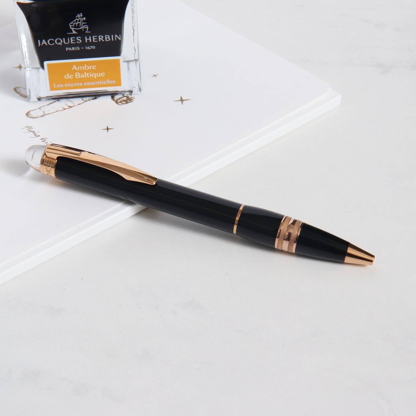 Montblanc Starwalker Black Resin & Rose Gold Ballpoint Pen - Preowned Closed