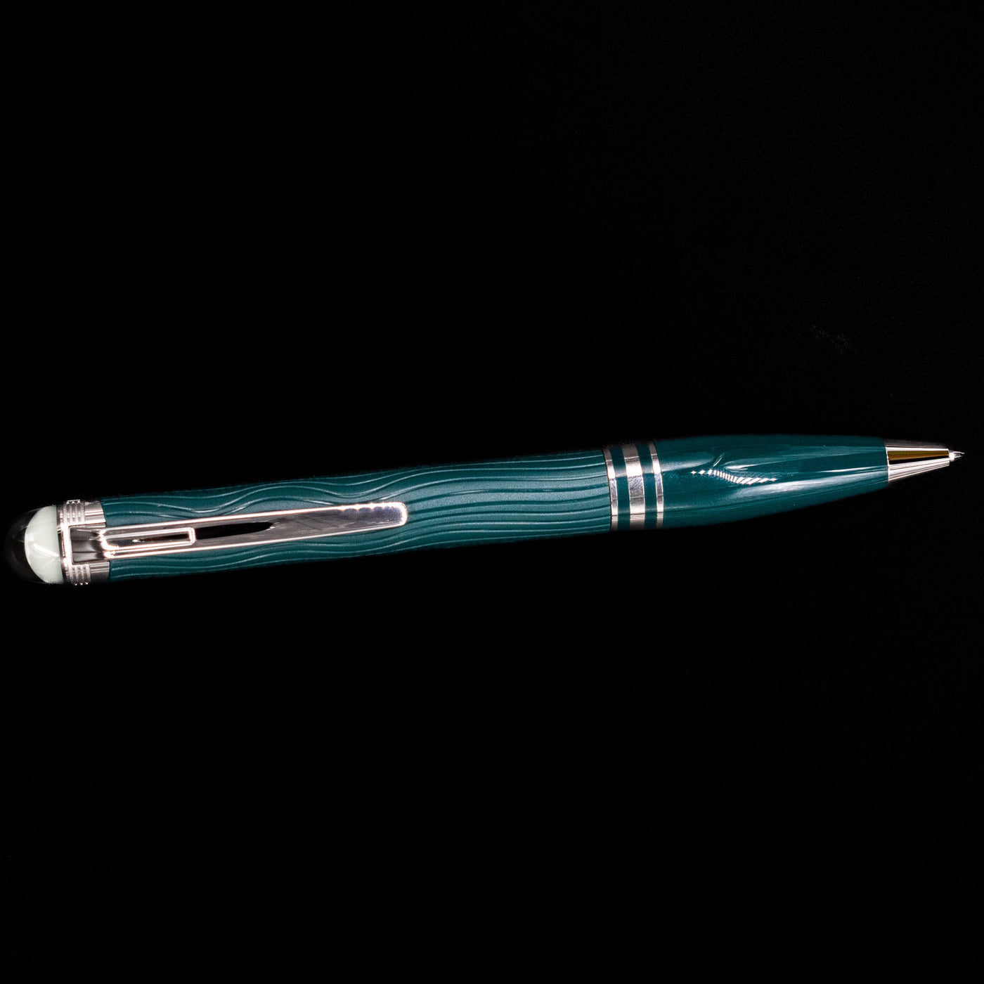An overhead view of the Montblanc Starwalker Resin Ballpoint Pen - Polar Green. 