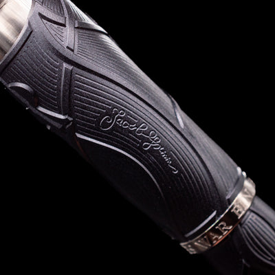 A zoomed-in shot of the second writer's signature on the barrel on the Montblanc Writer's Edition Brothers Grimm Ballpoint Pen - Preowned.