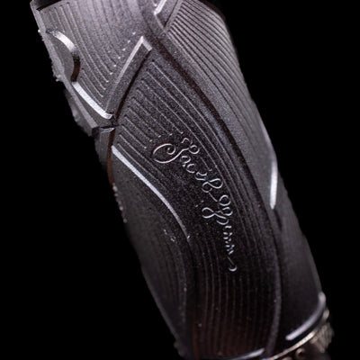 A macro shot of one of the brother's signatures on the cap of the Montblanc Writer's Edition Brothers Grimm Fountain Pen.