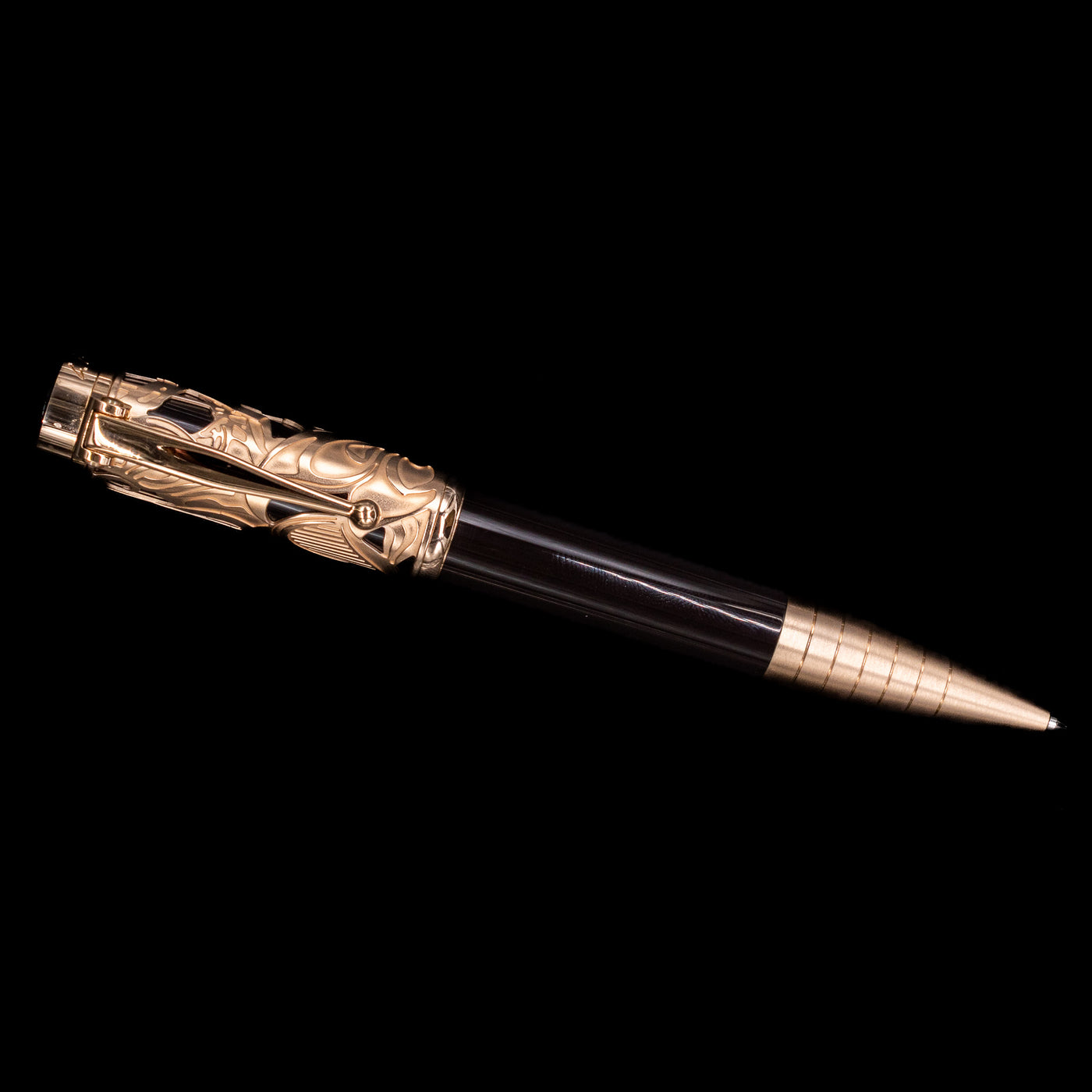 An overhead view of the Montblanc Writer's Edition Carlo Collodi Ballpoint Pen - Preowned activated.