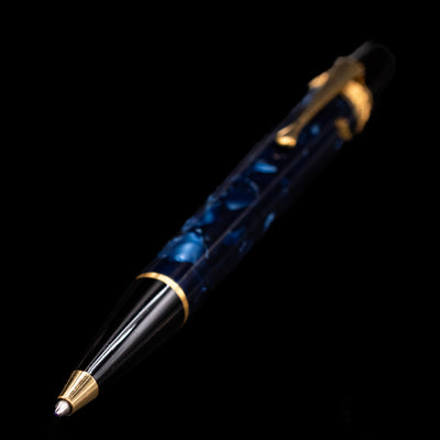A full view of the Montblanc Writer's Edition Edgar Allan Poe Ballpoint Pen - Preowned with a focus on the activated tip.