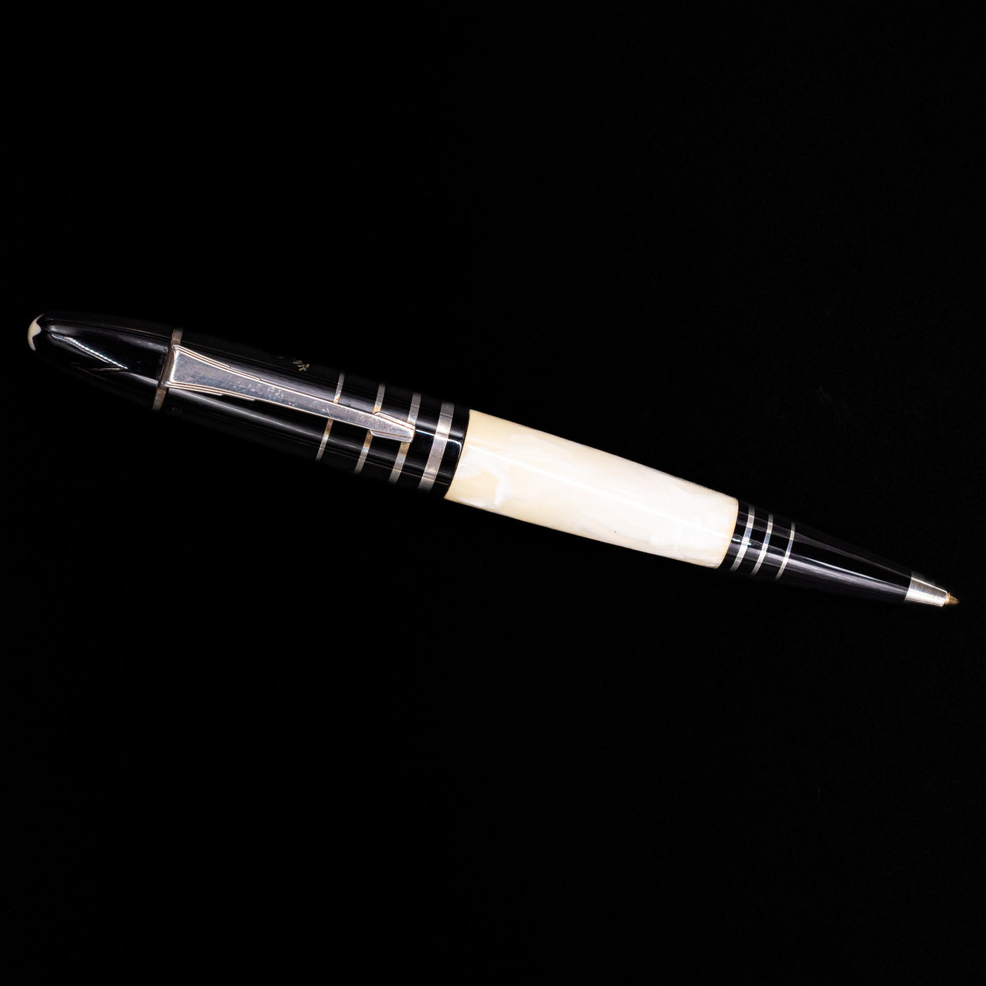 An overhead view of the Montblanc Writer's Edition F Scott Fitzgerald Ballpoint Pen - Preowned activated.