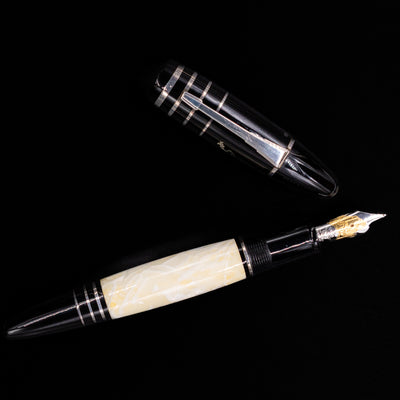 An overhead view of the Montblanc Writer's Edition F. Scott Fitzgerald Fountain Pen - Preowned uncapped.