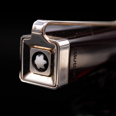 A macro shot of the top of the cap with the Montblanc logo on the Montblanc Writer's Edition Franz Kafka Ballpoint Pen - Preowned.