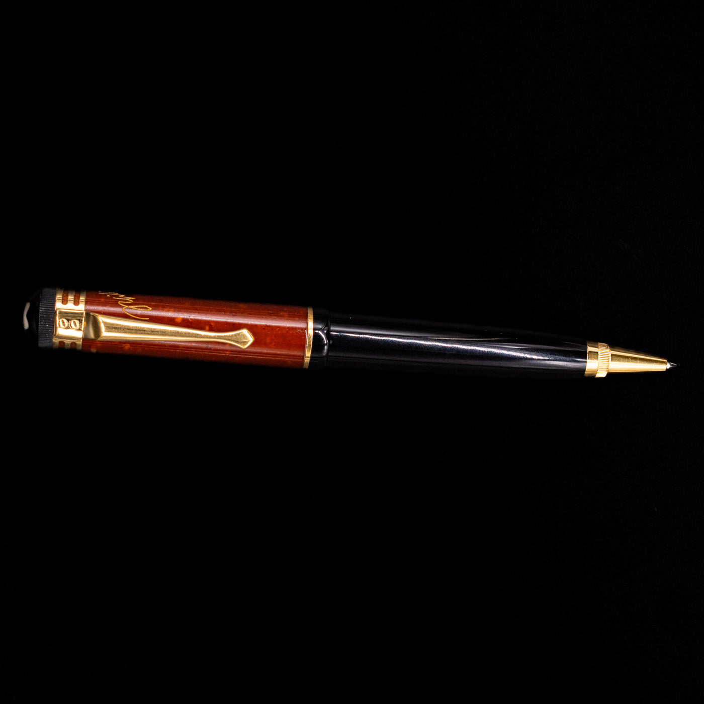 An overhead view of the Montblanc Writer's Edition Friedrich Schiller Ballpoint Pen - Preowned activated.