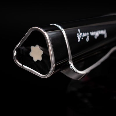 Zoomed-in view of the top of the cap with the finial on the Montblanc Writer's Edition Jonathan Swift Ballpoint Pen - Preowned.