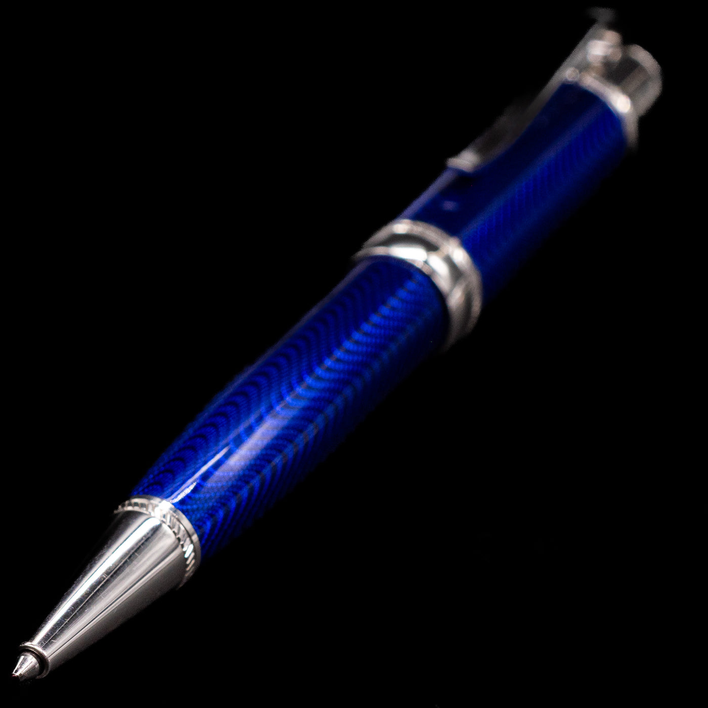 A full view of the Montblanc Writer's Edition Jules Verne Ballpoint Pen - Preowned with a focus on the nib.