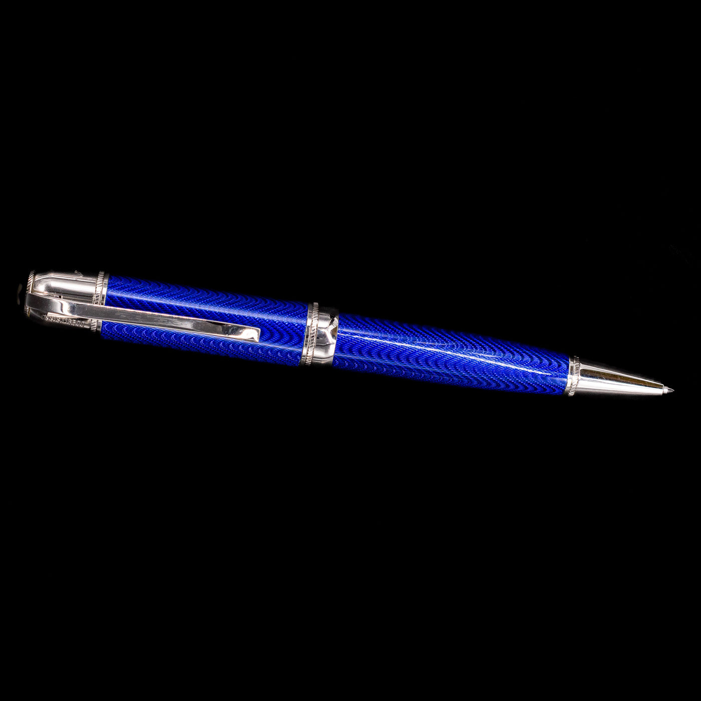 An overhead view of the Montblanc Writer's Edition Jules Verne Ballpoint Pen - Preowned activated.