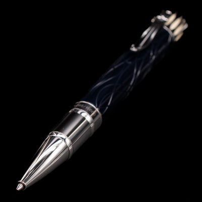 A full view of the Montblanc Writer's Edition Mark Twain Ballpoint Pen - Preowned with a focus on the activated tip.