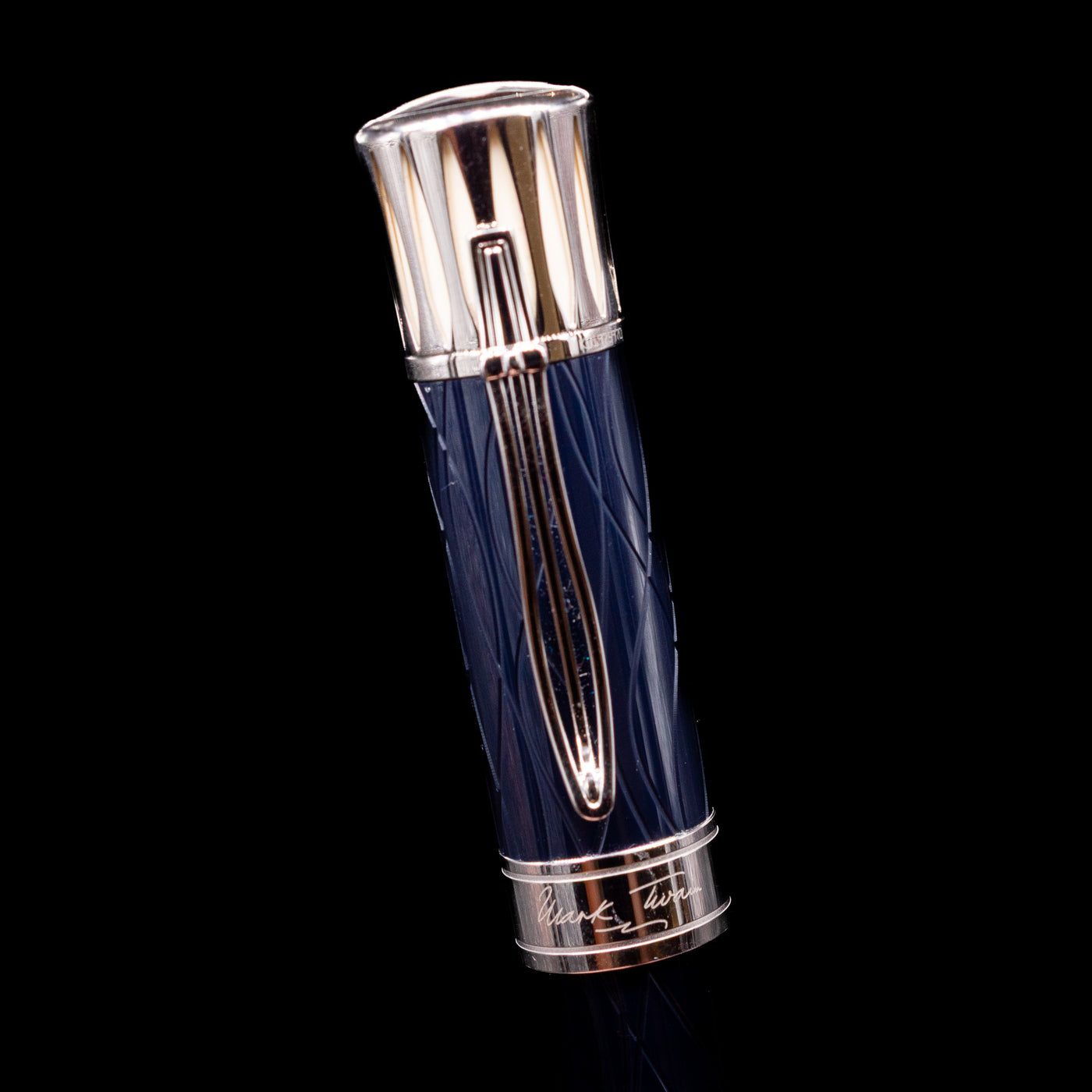 Close-up view of the cap on the Montblanc Writer's Edition Mark Twain Fountain Pen - Preowned.