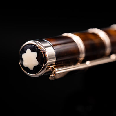 Zoomed-in view of the top of the cap with the finial on the Montblanc Writer's Edition Miguel de Cervantes Mechanical Pencil - Preowned.