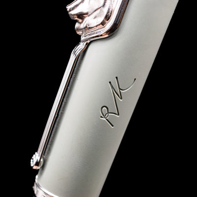 The signature of Kipling on the side of the cap for the Montblanc Writer's Edition Rudyard Kipling Fountain Pen - Preowned.