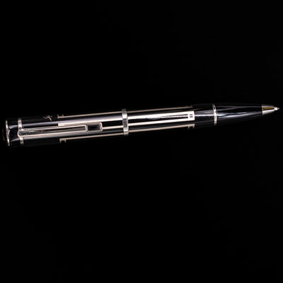 An overhead view of the Montblanc Writer's Edition Thomas Man Ballpoint Pen - Preowned activated.